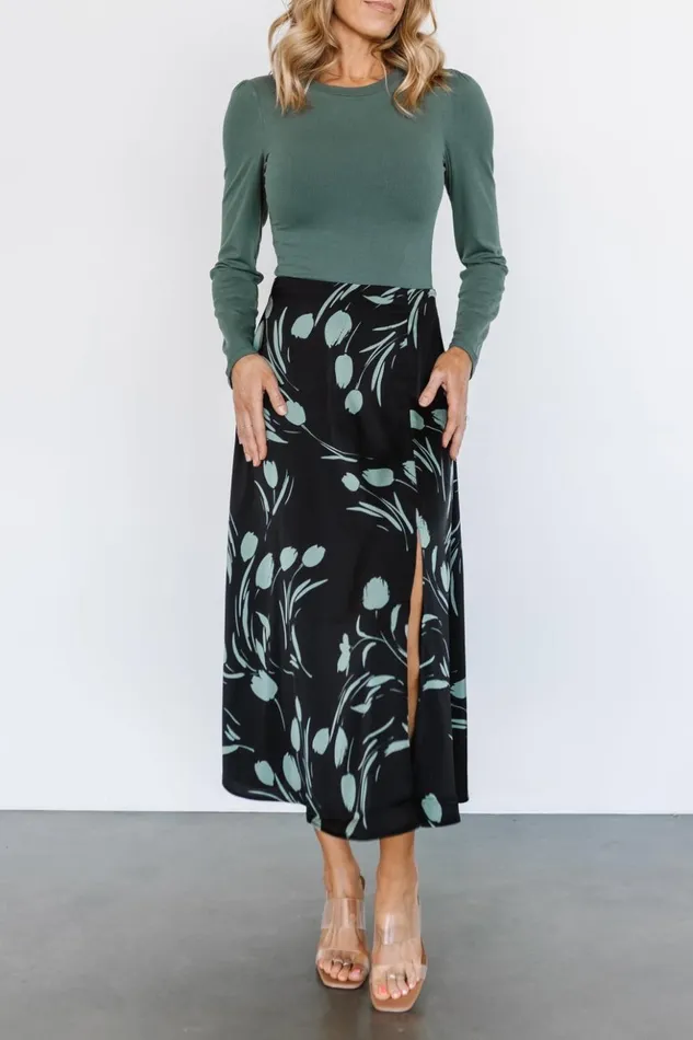 Baltic Born Skirts Tallyn Midi Skirt Black Green 8211 Women Baltic Born Skirts Tallyn Midi Skirt Black Green 8211 Women
