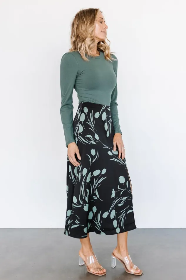 Baltic Born Skirts Tallyn Midi Skirt Black Green 8211 Women Baltic Born Skirts Tallyn Midi Skirt Black Green 8211 Women
