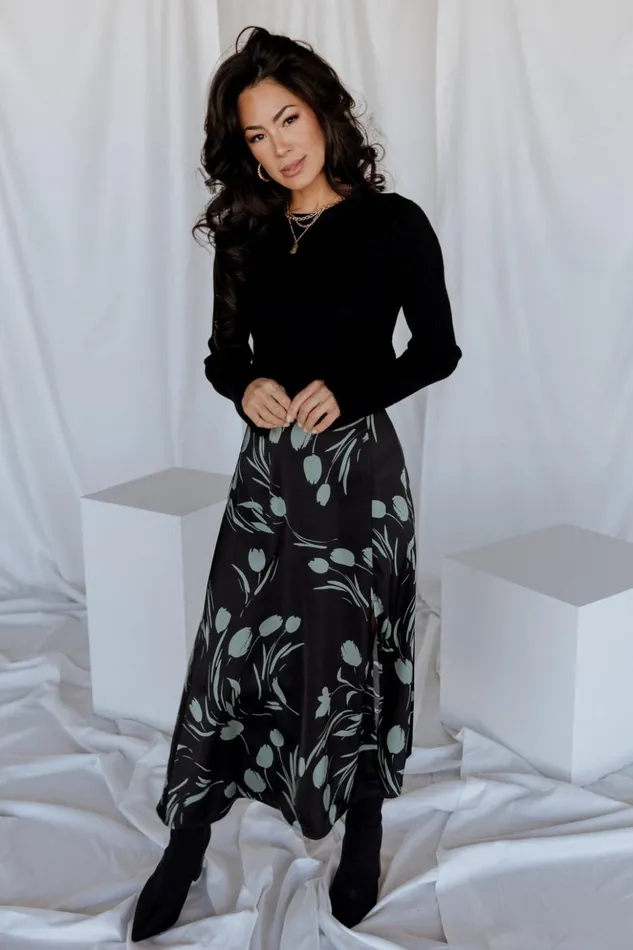 Baltic Born Skirts Tallyn Midi Skirt Black Green 8211 Women Baltic Born Skirts Tallyn Midi Skirt Black Green 8211 Women