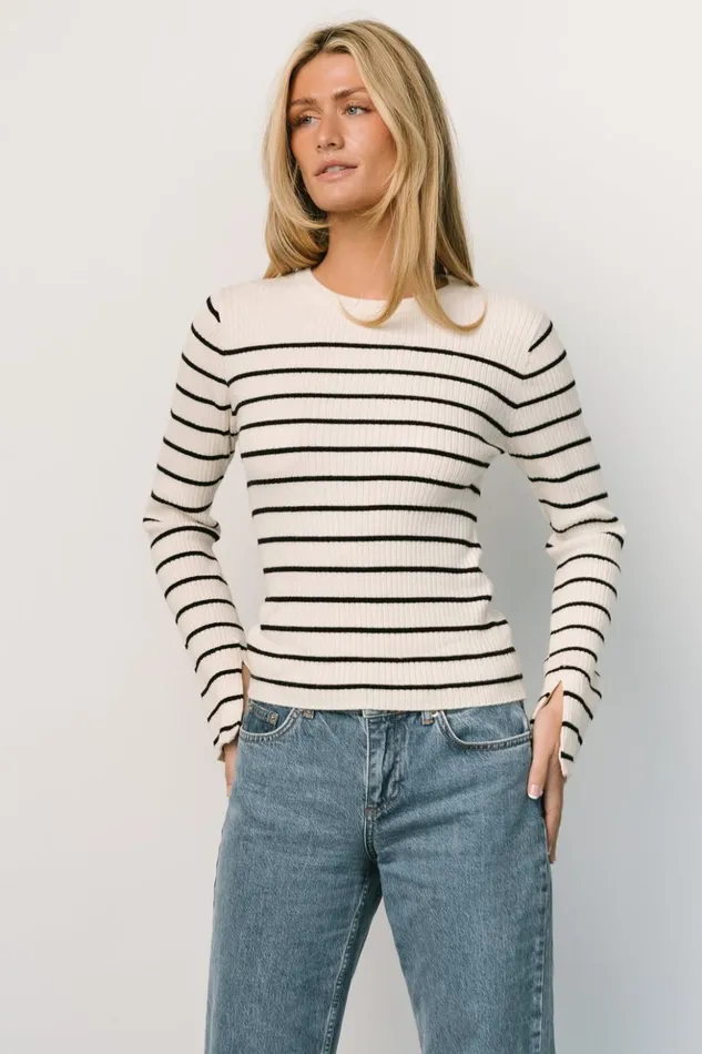 Baltic Born Sweaters Dominic Sweater Top Ivory Black 8211 Women Baltic Born Sweaters Dominic Sweater Top Ivory Black 8211 Women