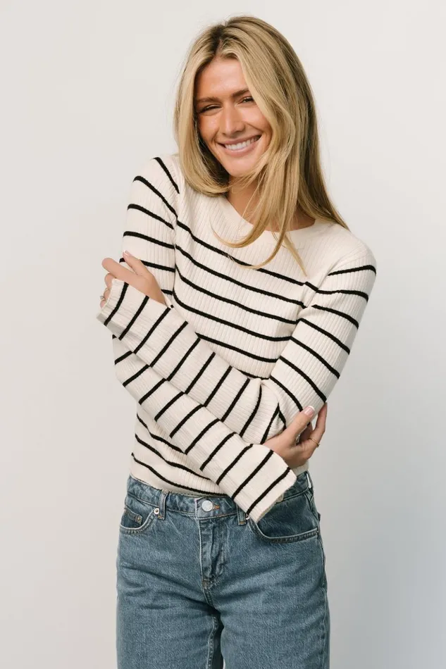 Baltic Born Sweaters Dominic Sweater Top Ivory Black 8211 Women Baltic Born Sweaters Dominic Sweater Top Ivory Black 8211 Women