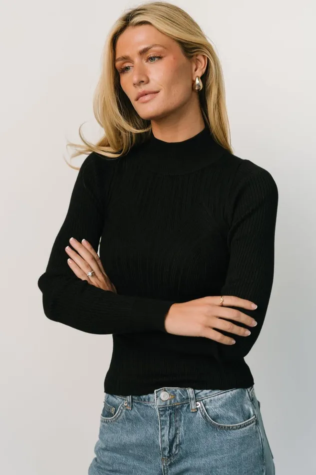 Baltic Born Sweaters Jamison Ribbed Sweater Top Black 8211 Women Baltic Born Sweaters Jamison Ribbed Sweater Top Black 8211 Women