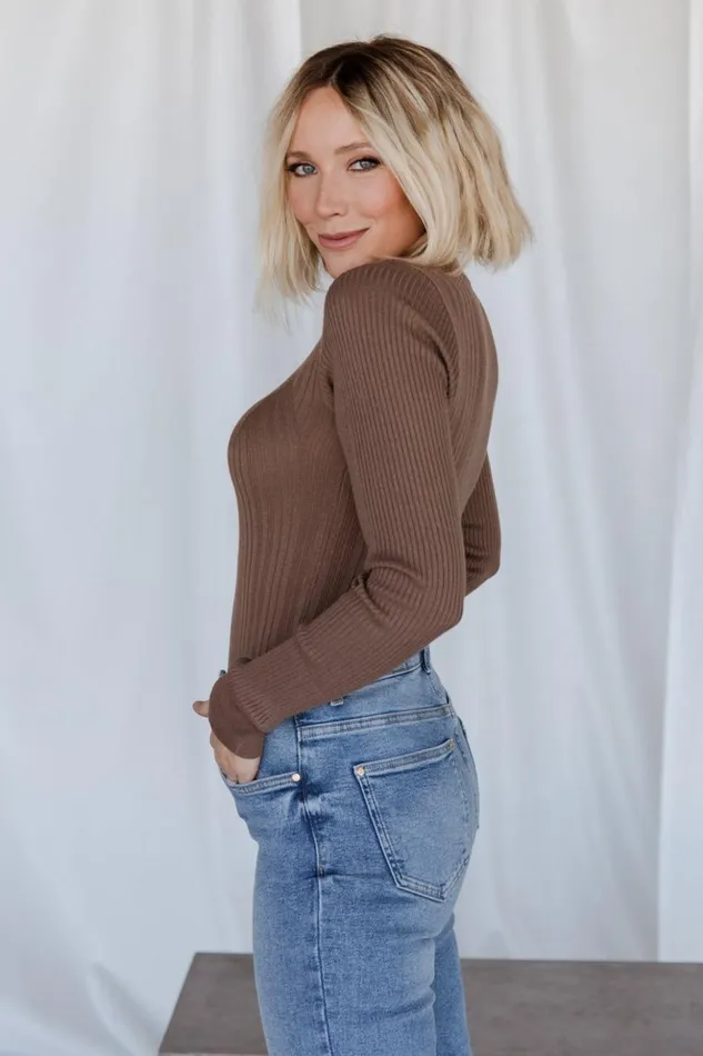 Baltic Born Sweaters Jamison Ribbed Sweater Top Brown 8211 Women Baltic Born Sweaters Jamison Ribbed Sweater Top Brown 8211 Women