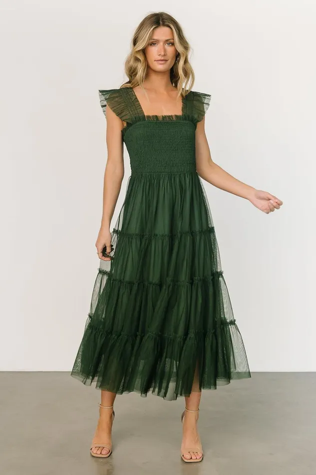 Baltic Born The Guest Edit Emma Smocked Tulle Dress Green 8211 Women