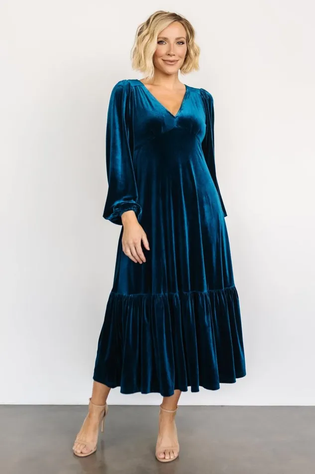 Baltic Born The Guest Edit Erika Velvet Maxi Dress Sapphire 8211 Women