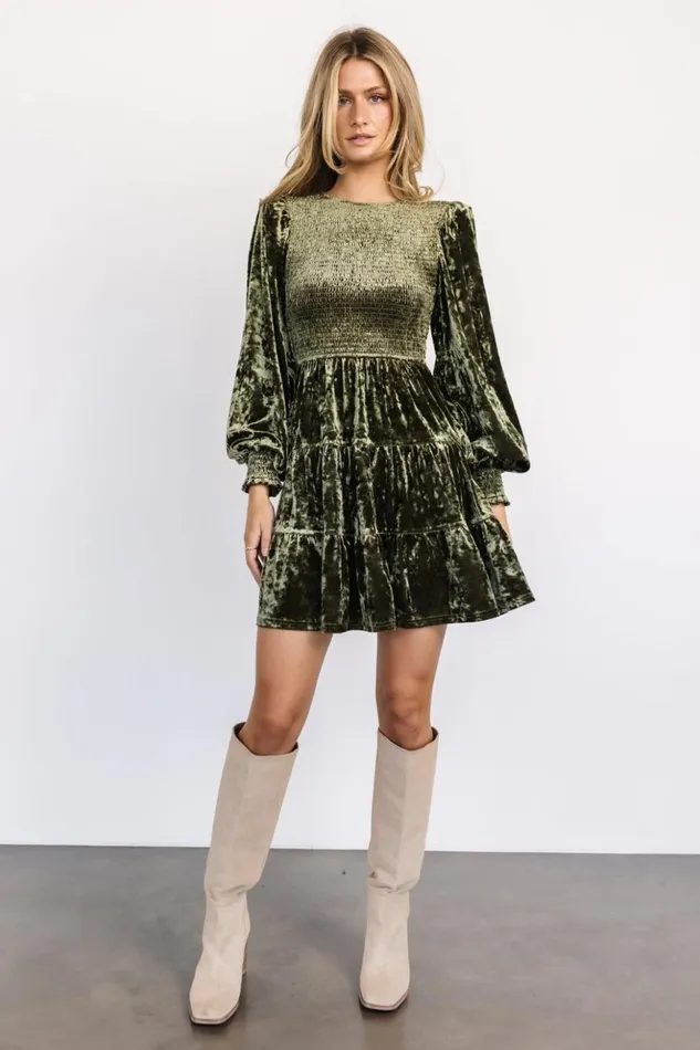 Baltic Born The Guest Edit Kele Crushed Velvet Mini Dress Dark Olive 8211 Women Baltic Born The Guest Edit Kele Crushed Velvet Mini Dress Dark Olive 8211 Women