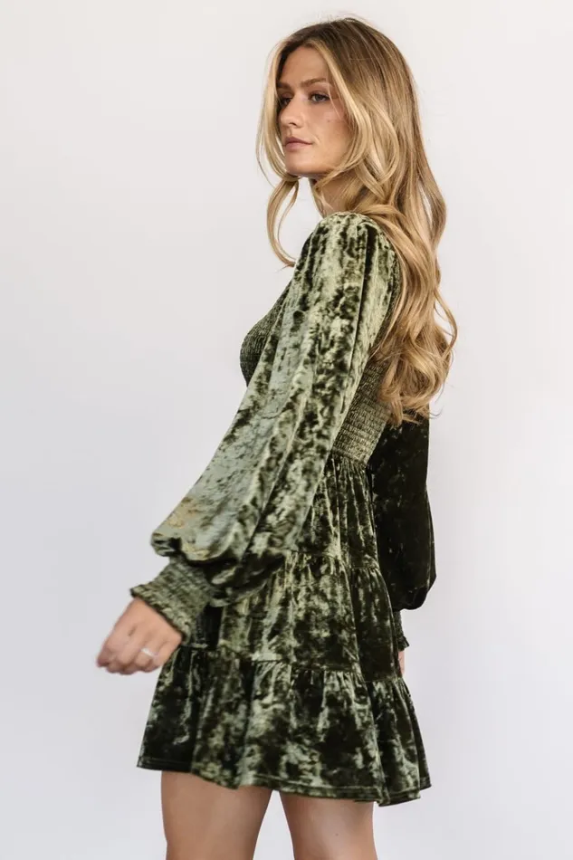 Baltic Born The Guest Edit Kele Crushed Velvet Mini Dress Dark Olive 8211 Women Baltic Born The Guest Edit Kele Crushed Velvet Mini Dress Dark Olive 8211 Women