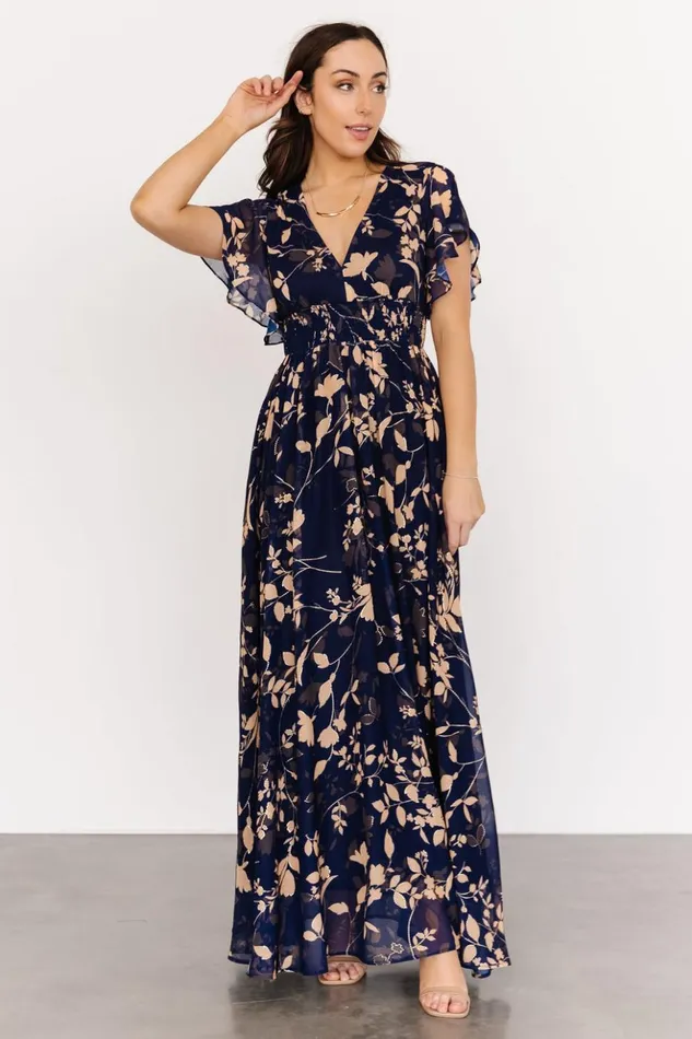 Baltic Born The Guest Edit Lynlee Metallic Maxi Dress Navy 8211 Women