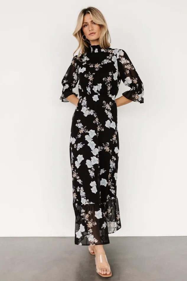 Baltic Born The Guest Edit Marie Mock Neck Maxi Dress Black Floral 8211 Women Baltic Born The Guest Edit Marie Mock Neck Maxi Dress Black Floral 8211 Women