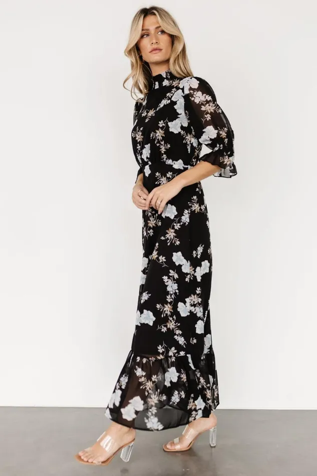 Baltic Born The Guest Edit Marie Mock Neck Maxi Dress Black Floral 8211 Women Baltic Born The Guest Edit Marie Mock Neck Maxi Dress Black Floral 8211 Women