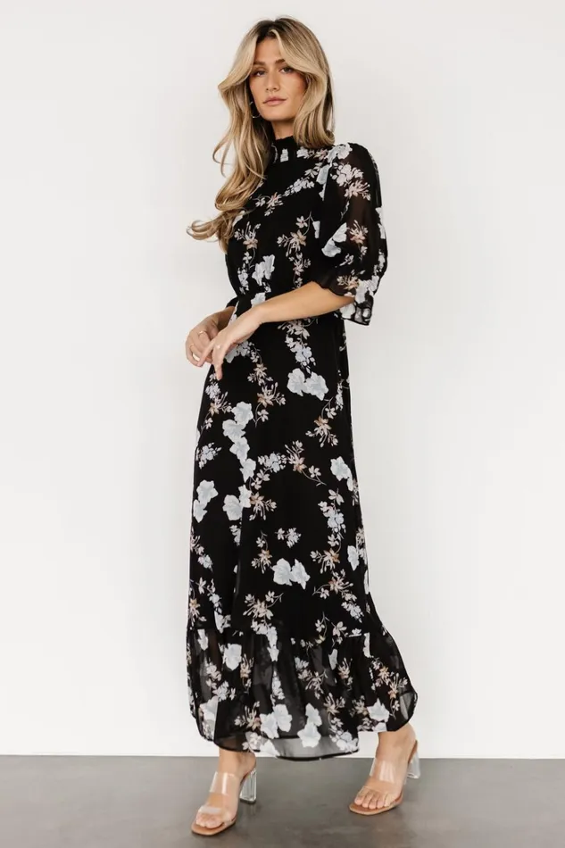 Baltic Born The Guest Edit Marie Mock Neck Maxi Dress Black Floral 8211 Women Baltic Born The Guest Edit Marie Mock Neck Maxi Dress Black Floral 8211 Women