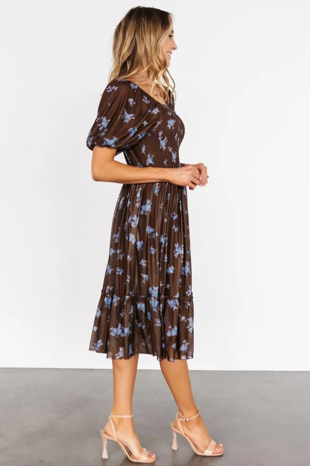 Baltic Born The Guest Edit Millar Midi Dress Brown Blue Floral 8211 Women Baltic Born The Guest Edit Millar Midi Dress Brown Blue Floral 8211 Women