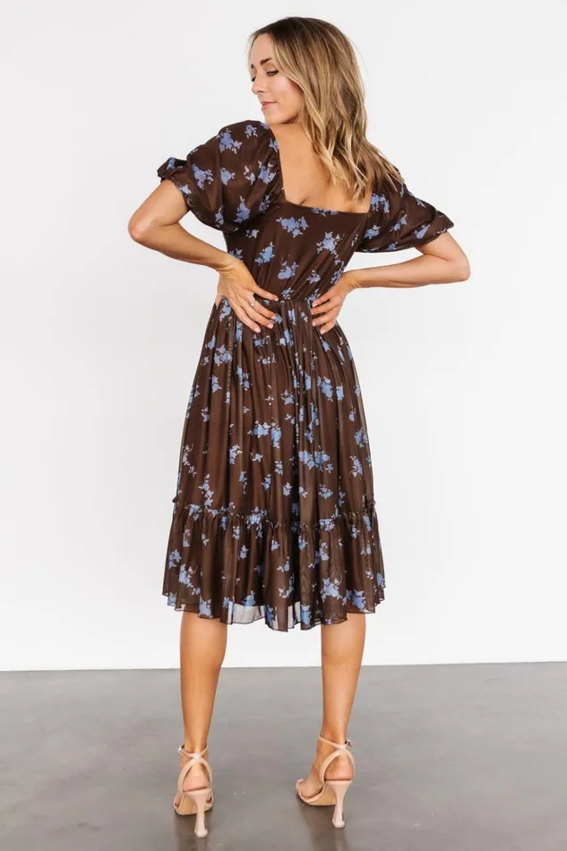 Baltic Born The Guest Edit Millar Midi Dress Brown Blue Floral 8211 Women Baltic Born The Guest Edit Millar Midi Dress Brown Blue Floral 8211 Women