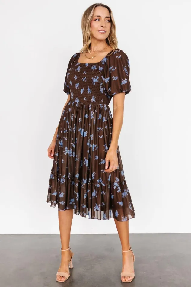 Baltic Born The Guest Edit Millar Midi Dress Brown Blue Floral 8211 Women Baltic Born The Guest Edit Millar Midi Dress Brown Blue Floral 8211 Women