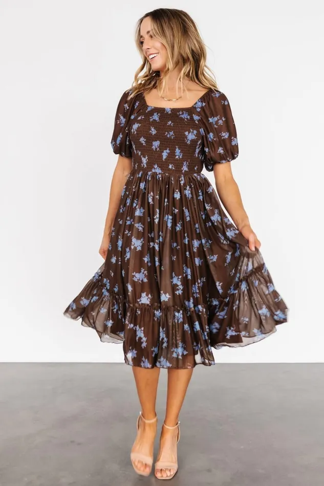 Baltic Born The Guest Edit Millar Midi Dress Brown Blue Floral 8211 Women Baltic Born The Guest Edit Millar Midi Dress Brown Blue Floral 8211 Women