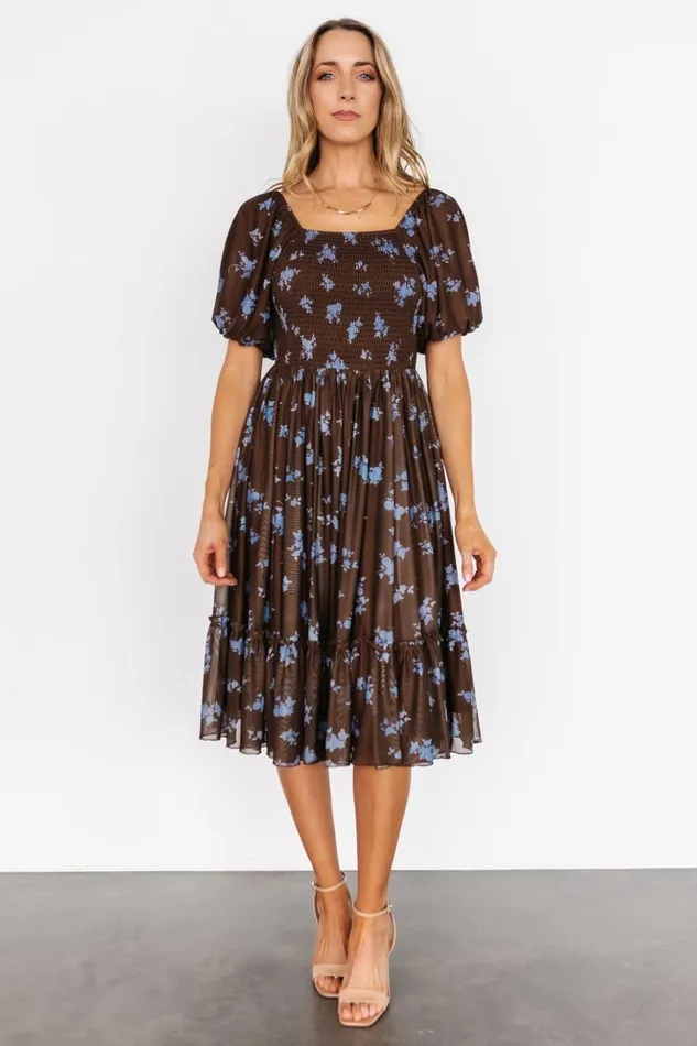 Baltic Born The Guest Edit Millar Midi Dress Brown Blue Floral 8211 Women Baltic Born The Guest Edit Millar Midi Dress Brown Blue Floral 8211 Women