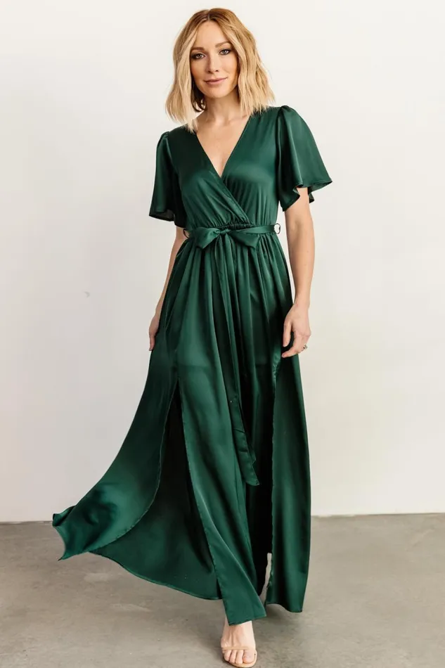 Baltic Born The Guest Edit Sicily Satin Maxi Dress Emerald 8211 Women Baltic Born The Guest Edit Sicily Satin Maxi Dress Emerald 8211 Women