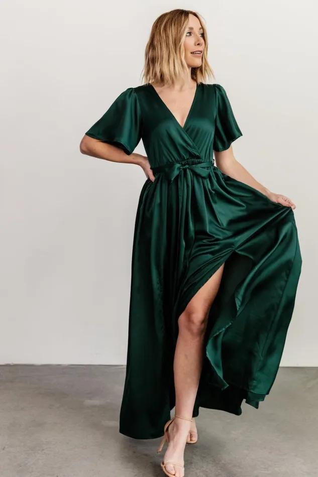 Baltic Born The Guest Edit Sicily Satin Maxi Dress Emerald 8211 Women Baltic Born The Guest Edit Sicily Satin Maxi Dress Emerald 8211 Women