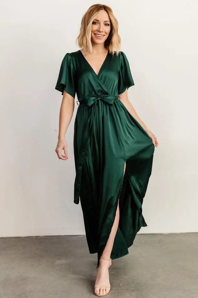 Baltic Born The Guest Edit Sicily Satin Maxi Dress Emerald 8211 Women Baltic Born The Guest Edit Sicily Satin Maxi Dress Emerald 8211 Women