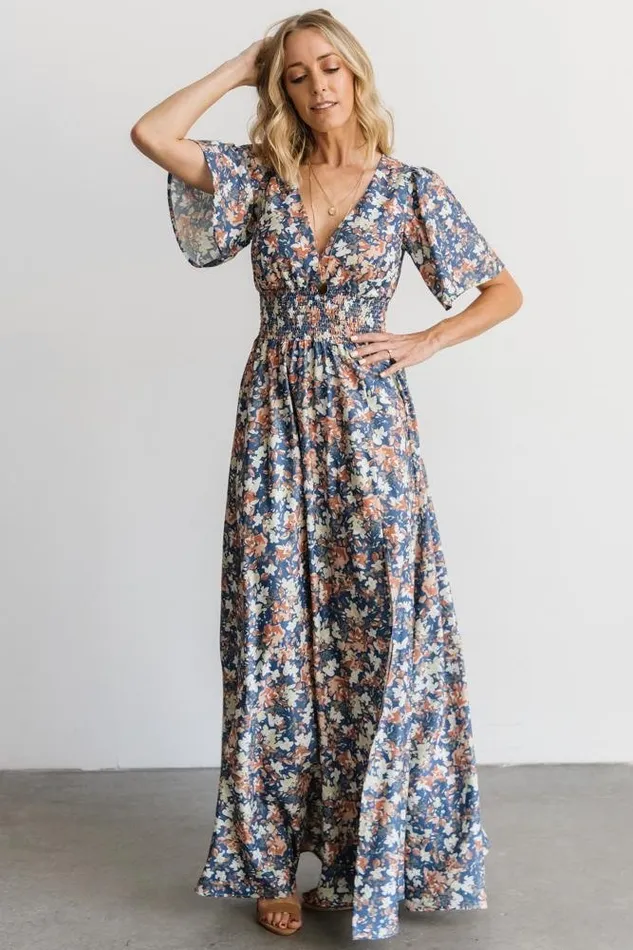 Baltic Born The Guest Edit Verona Smocked Maxi Dress Blue Floral 8211 Women Baltic Born The Guest Edit Verona Smocked Maxi Dress Blue Floral 8211 Women