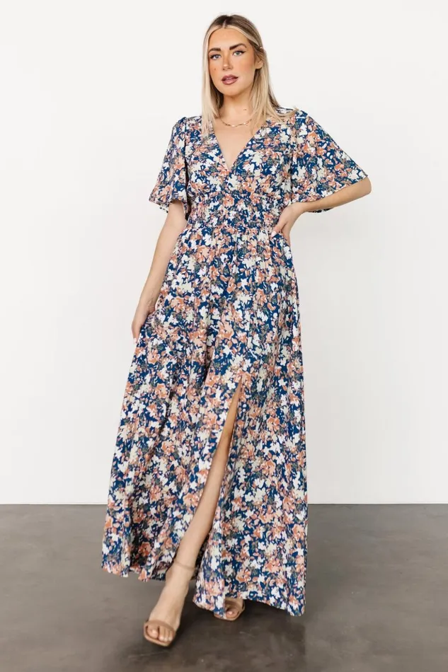 Baltic Born The Guest Edit Verona Smocked Maxi Dress Blue Floral 8211 Women Baltic Born The Guest Edit Verona Smocked Maxi Dress Blue Floral 8211 Women