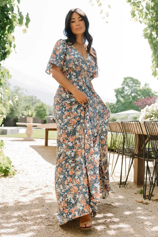 Baltic Born The Guest Edit Verona Smocked Maxi Dress Blue Floral 8211 Women Baltic Born The Guest Edit Verona Smocked Maxi Dress Blue Floral 8211 Women