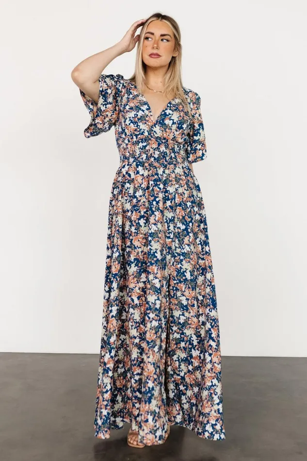 Baltic Born The Guest Edit Verona Smocked Maxi Dress Blue Floral 8211 Women Baltic Born The Guest Edit Verona Smocked Maxi Dress Blue Floral 8211 Women