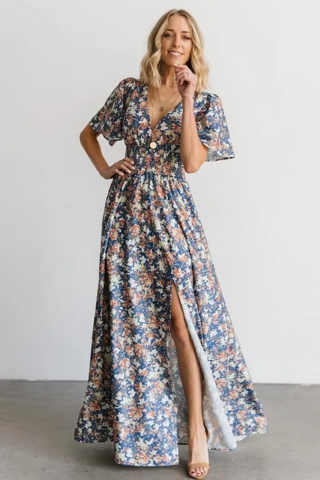 Baltic Born The Guest Edit Verona Smocked Maxi Dress Blue Floral 8211 Women Baltic Born The Guest Edit Verona Smocked Maxi Dress Blue Floral 8211 Women