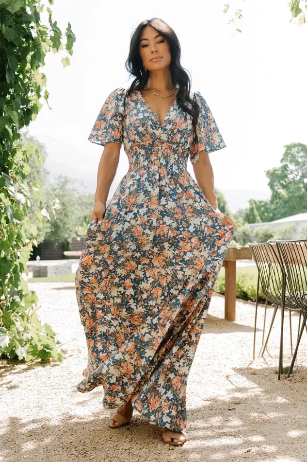 Baltic Born The Guest Edit Verona Smocked Maxi Dress Blue Floral 8211 Women Baltic Born The Guest Edit Verona Smocked Maxi Dress Blue Floral 8211 Women