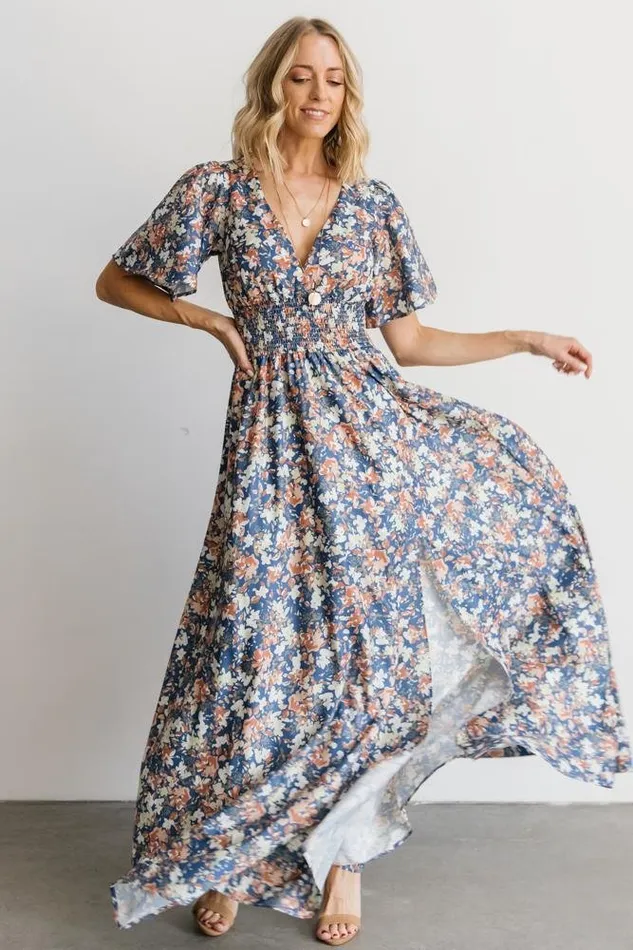 Baltic Born The Guest Edit Verona Smocked Maxi Dress Blue Floral 8211 Women Baltic Born The Guest Edit Verona Smocked Maxi Dress Blue Floral 8211 Women