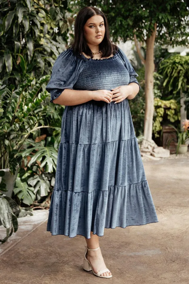 Baltic Born The Guest Edit Vivaldi Smocked Velvet Midi Dress Blue 8211 Women Baltic Born The Guest Edit Vivaldi Smocked Velvet Midi Dress Blue 8211 Women