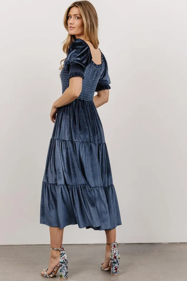 Baltic Born The Guest Edit Vivaldi Smocked Velvet Midi Dress Blue 8211 Women Baltic Born The Guest Edit Vivaldi Smocked Velvet Midi Dress Blue 8211 Women
