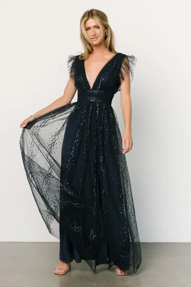 Baltic Born Tulle Styles Annika Sequin Mesh Maxi Dress Navy 8211 Women Baltic Born Tulle Styles Annika Sequin Mesh Maxi Dress Navy 8211 Women