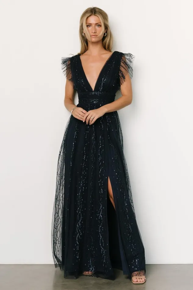 Baltic Born Tulle Styles Annika Sequin Mesh Maxi Dress Navy 8211 Women Baltic Born Tulle Styles Annika Sequin Mesh Maxi Dress Navy 8211 Women