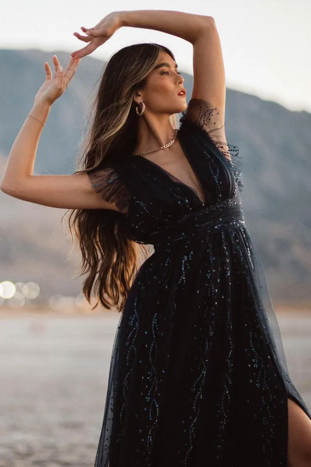 Baltic Born Tulle Styles Annika Sequin Mesh Maxi Dress Navy 8211 Women Baltic Born Tulle Styles Annika Sequin Mesh Maxi Dress Navy 8211 Women