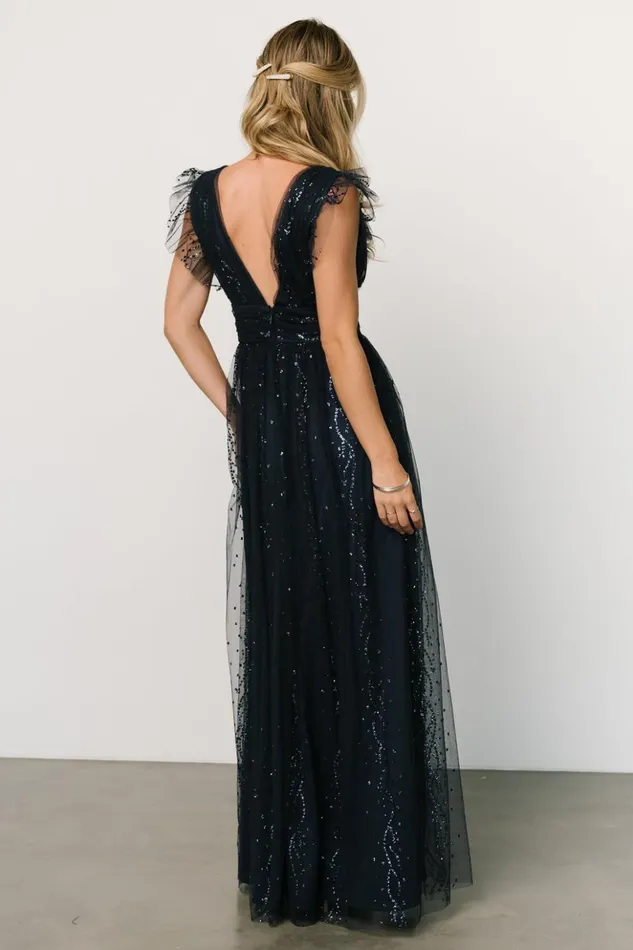 Baltic Born Tulle Styles Annika Sequin Mesh Maxi Dress Navy 8211 Women Baltic Born Tulle Styles Annika Sequin Mesh Maxi Dress Navy 8211 Women