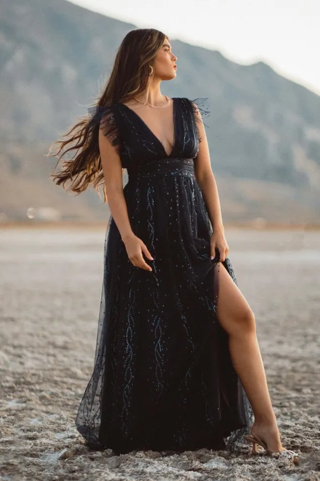 Baltic Born Tulle Styles Annika Sequin Mesh Maxi Dress Navy 8211 Women Baltic Born Tulle Styles Annika Sequin Mesh Maxi Dress Navy 8211 Women