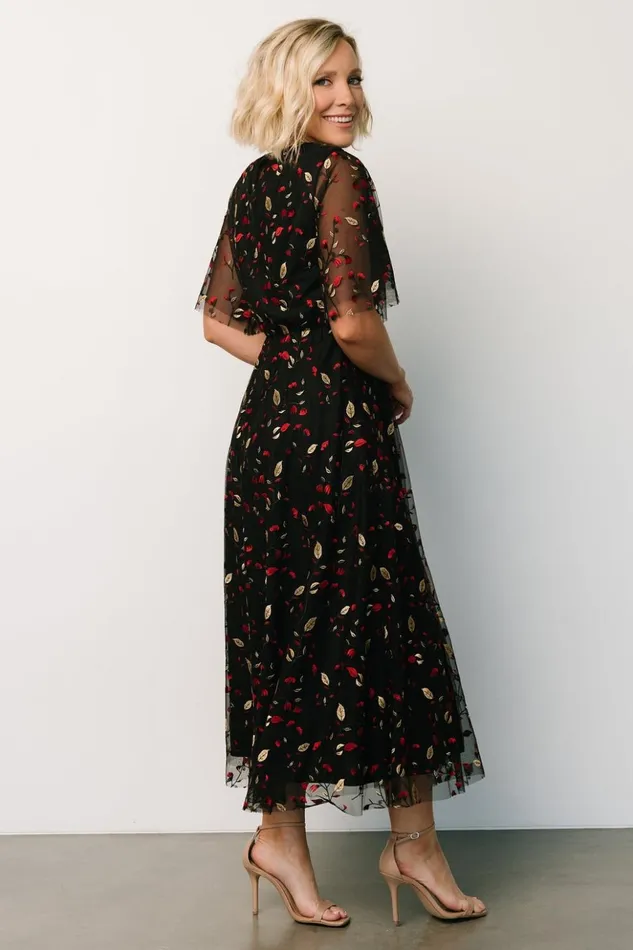 Baltic Born Tulle Styles Arabella Embroidered Tulle Maxi Dress Black Red 8211 Women Baltic Born Tulle Styles Arabella Embroidered Tulle Maxi Dress Black Red 8211 Women