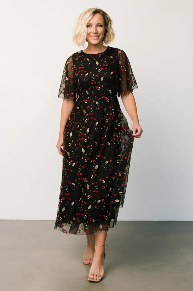 Baltic Born Tulle Styles Arabella Embroidered Tulle Maxi Dress Black Red 8211 Women Baltic Born Tulle Styles Arabella Embroidered Tulle Maxi Dress Black Red 8211 Women