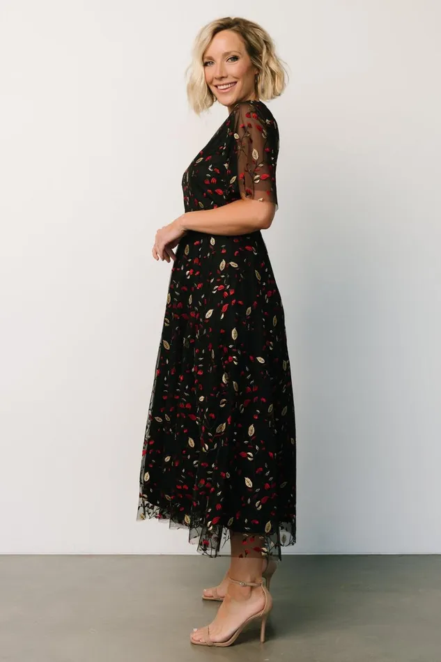 Baltic Born Tulle Styles Arabella Embroidered Tulle Maxi Dress Black Red 8211 Women Baltic Born Tulle Styles Arabella Embroidered Tulle Maxi Dress Black Red 8211 Women