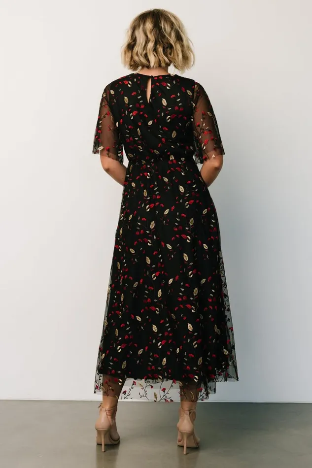 Baltic Born Tulle Styles Arabella Embroidered Tulle Maxi Dress Black Red 8211 Women Baltic Born Tulle Styles Arabella Embroidered Tulle Maxi Dress Black Red 8211 Women