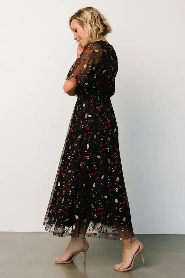 Baltic Born Tulle Styles Arabella Embroidered Tulle Maxi Dress Black Red 8211 Women Baltic Born Tulle Styles Arabella Embroidered Tulle Maxi Dress Black Red 8211 Women