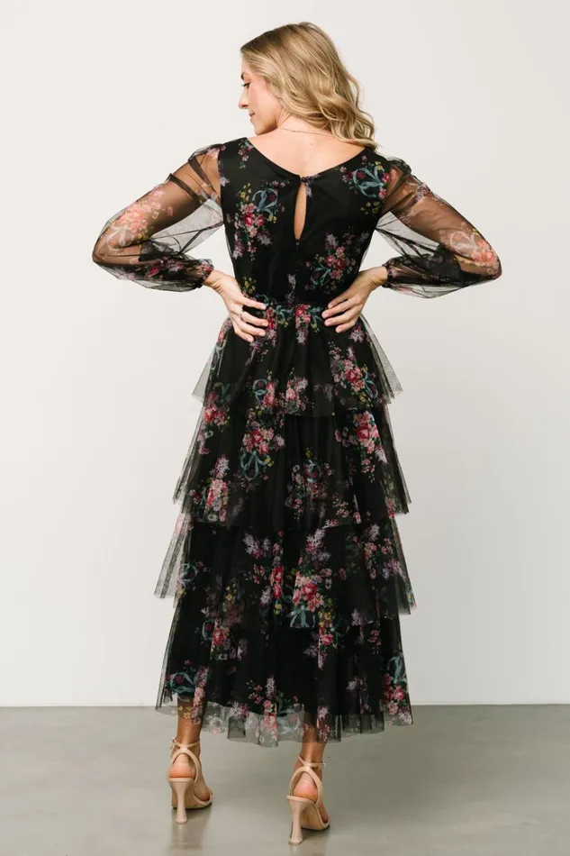 Baltic Born Tulle Styles Carolina Tulle Tiered Maxi Dress Black Floral 8211 Women Baltic Born Tulle Styles Carolina Tulle Tiered Maxi Dress Black Floral 8211 Women