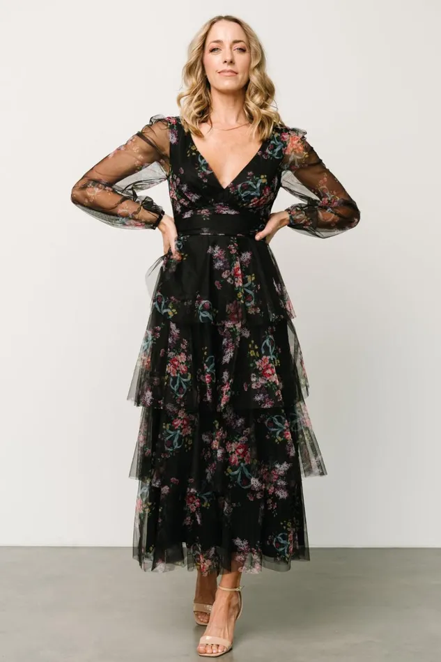 Baltic Born Tulle Styles Carolina Tulle Tiered Maxi Dress Black Floral 8211 Women Baltic Born Tulle Styles Carolina Tulle Tiered Maxi Dress Black Floral 8211 Women