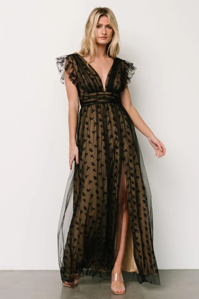 Baltic Born Tulle Styles Caterina Tulle Maxi Dress Black Nude 8211 Women