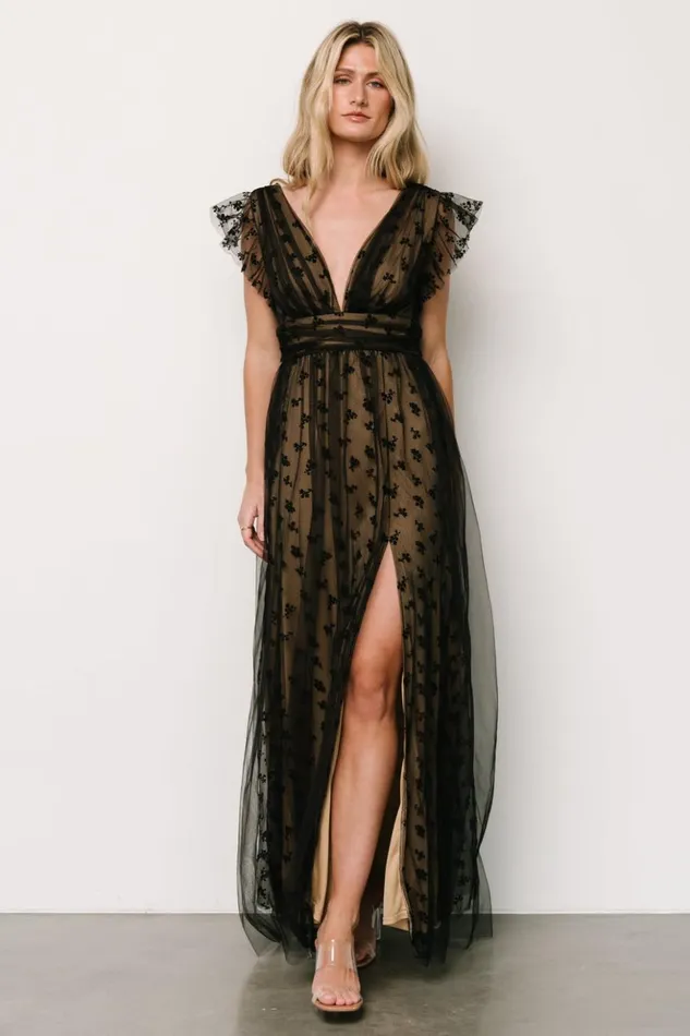 Baltic Born Tulle Styles Caterina Tulle Maxi Dress Black Nude 8211 Women Baltic Born Tulle Styles Caterina Tulle Maxi Dress Black Nude 8211 Women