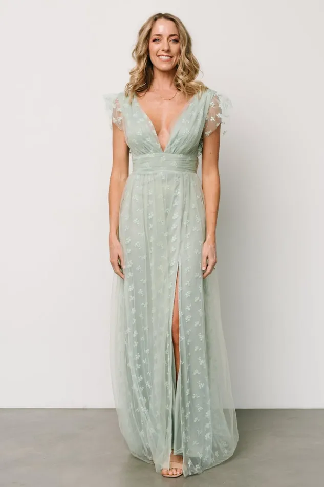 Baltic Born Tulle Styles Caterina Tulle Maxi Dress Sage 8211 Women