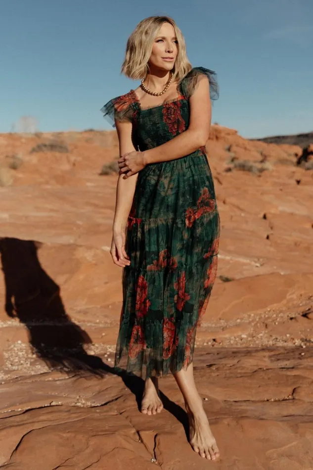 Baltic Born Tulle Styles Clementine Tulle Midi Dress Dark Green Floral 8211 Women Baltic Born Tulle Styles Clementine Tulle Midi Dress Dark Green Floral 8211 Women