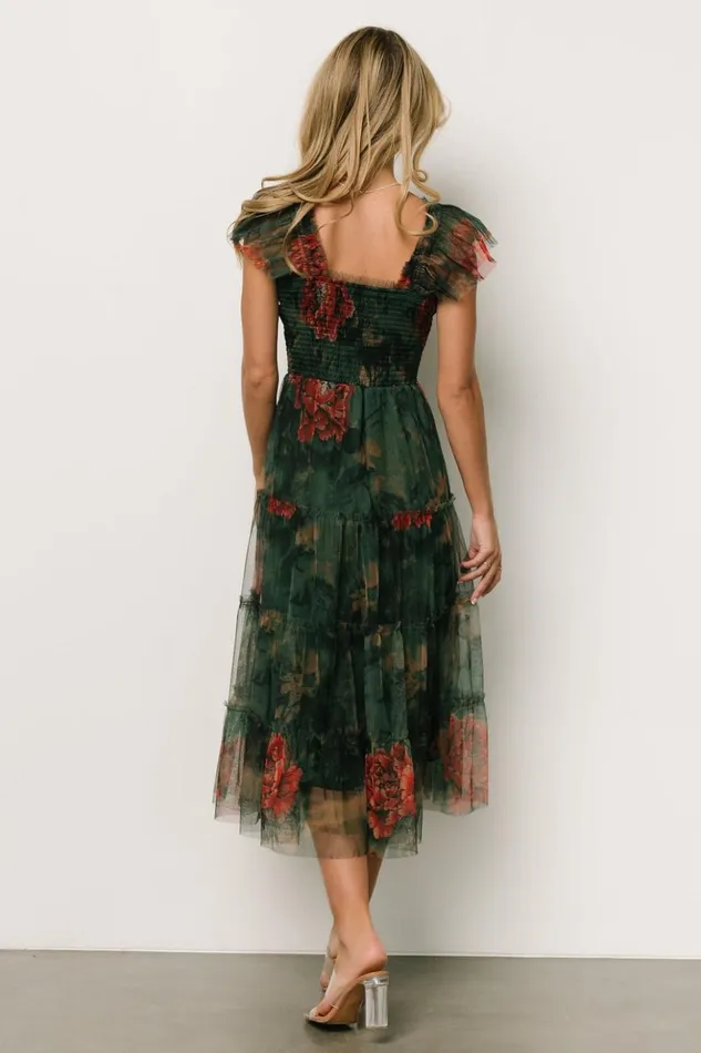 Baltic Born Tulle Styles Clementine Tulle Midi Dress Dark Green Floral 8211 Women Baltic Born Tulle Styles Clementine Tulle Midi Dress Dark Green Floral 8211 Women