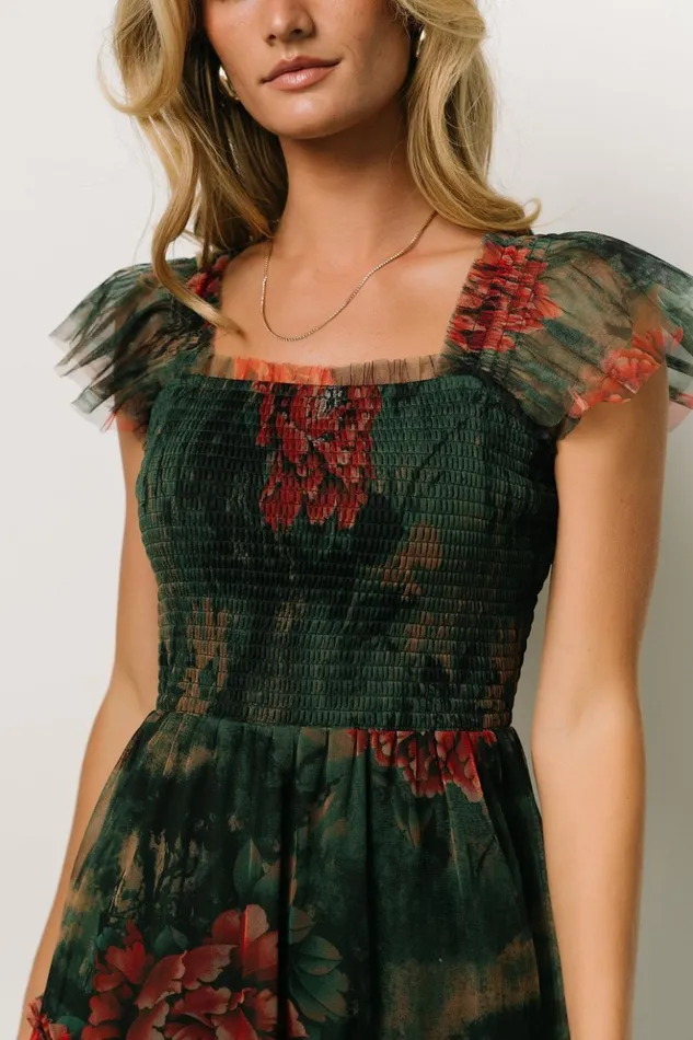 Baltic Born Tulle Styles Clementine Tulle Midi Dress Dark Green Floral 8211 Women Baltic Born Tulle Styles Clementine Tulle Midi Dress Dark Green Floral 8211 Women